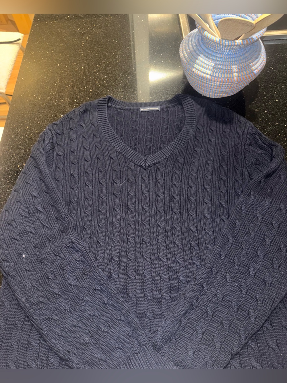 Brandy Melville Women’s Navy Cable Knit V-Neck Sweater